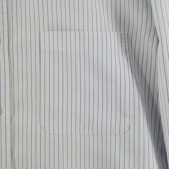 🎁5/$25 G2000 Shirt Men's 15 1/2 33 1/2 Long Sleeve Button Up Blue White Strips - Picture 5 of 12